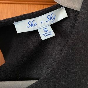 She & Sky black scalloped romper